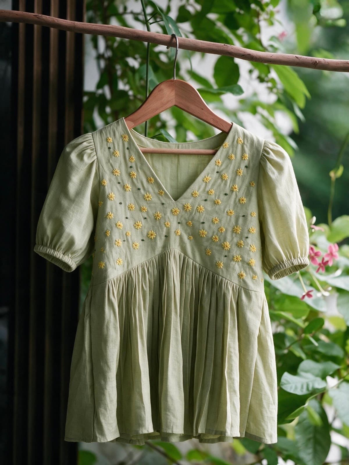 Sage Green Short Kurti editorial view - Fairy Finds Boutique