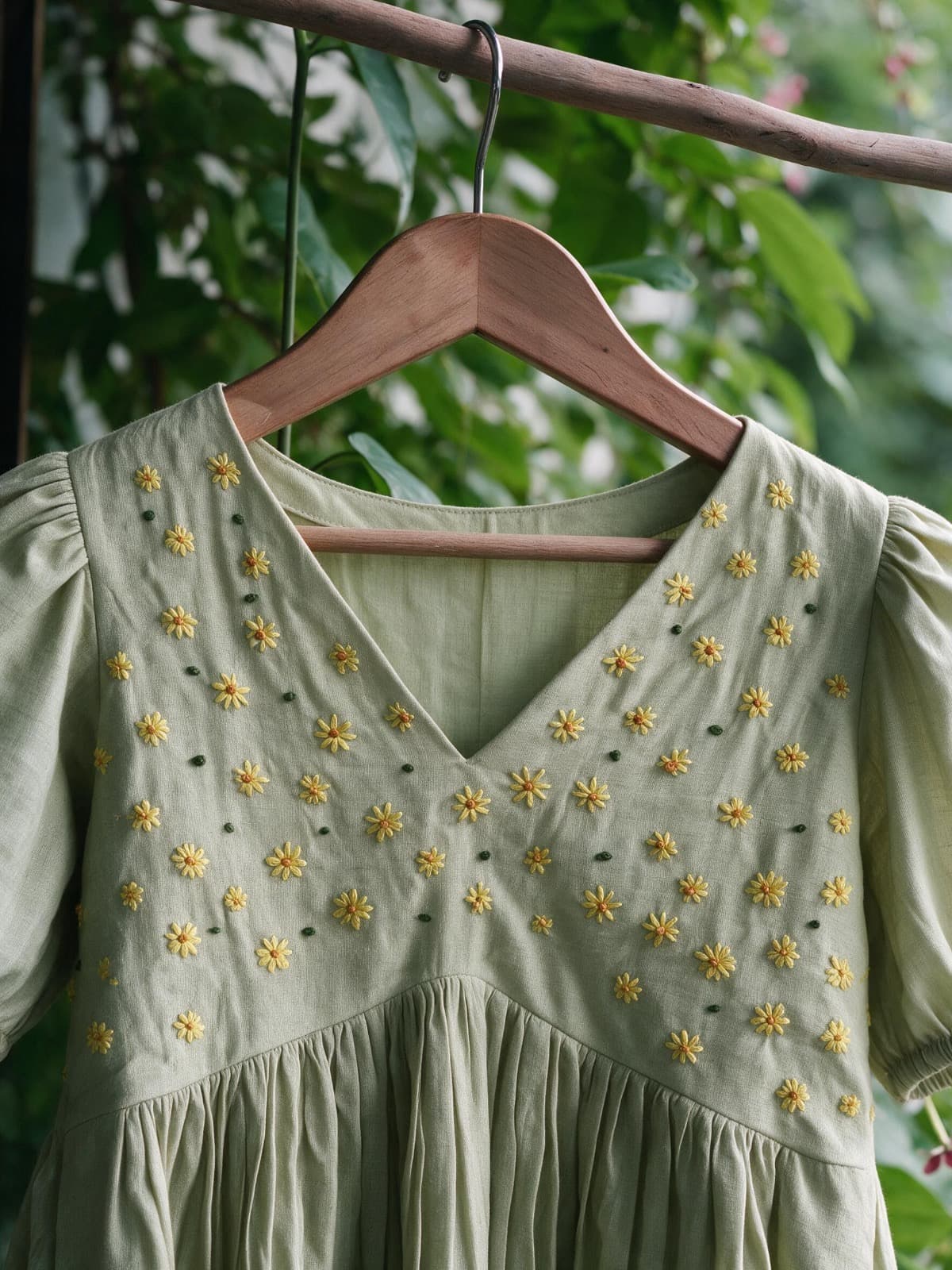 Sage Green Short Kurti detail 2 - Fairy Finds Boutique
